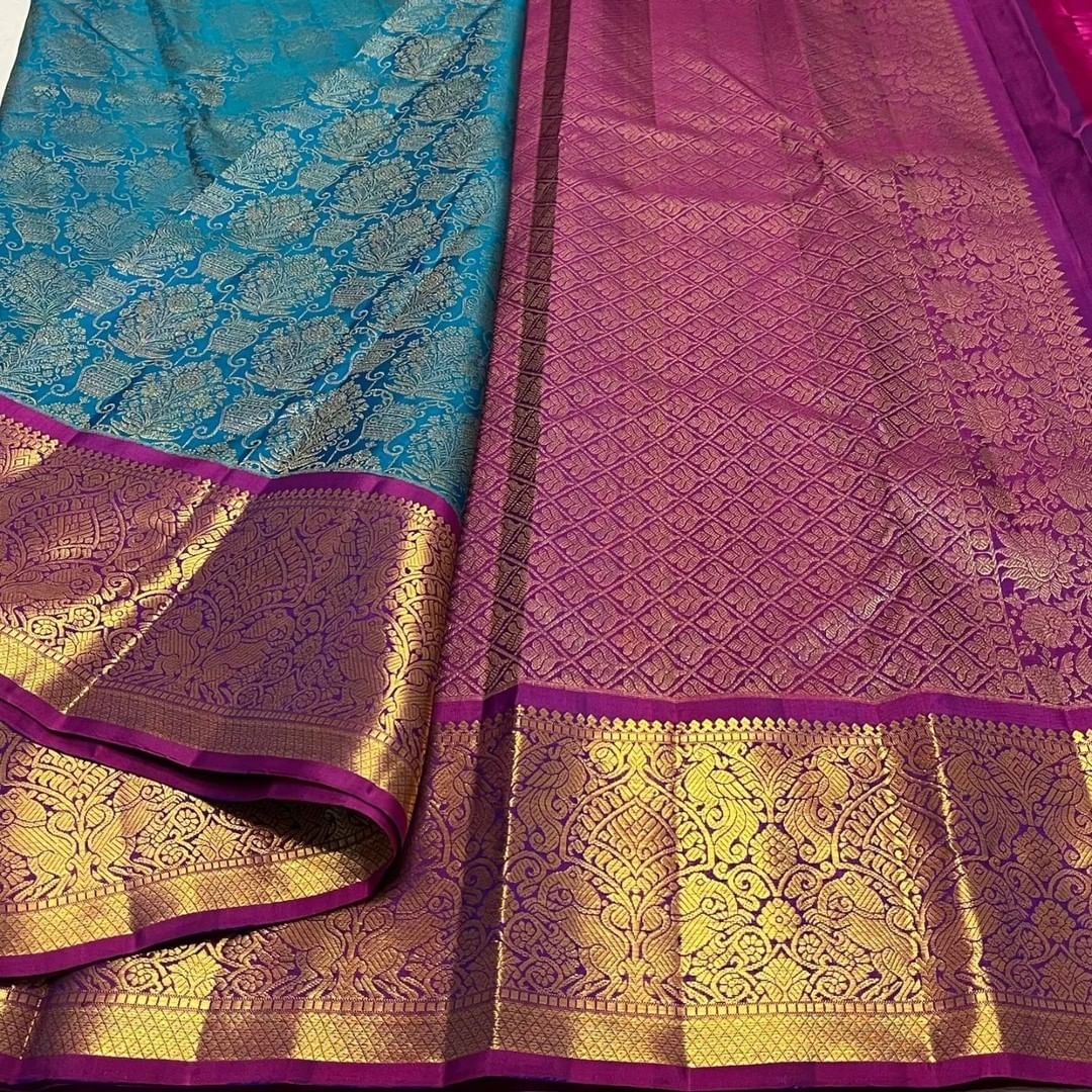 Gorgeous Banarasi Style Pure Kanjivaram Silk Jacquard Kanchipuram Pattu Saree