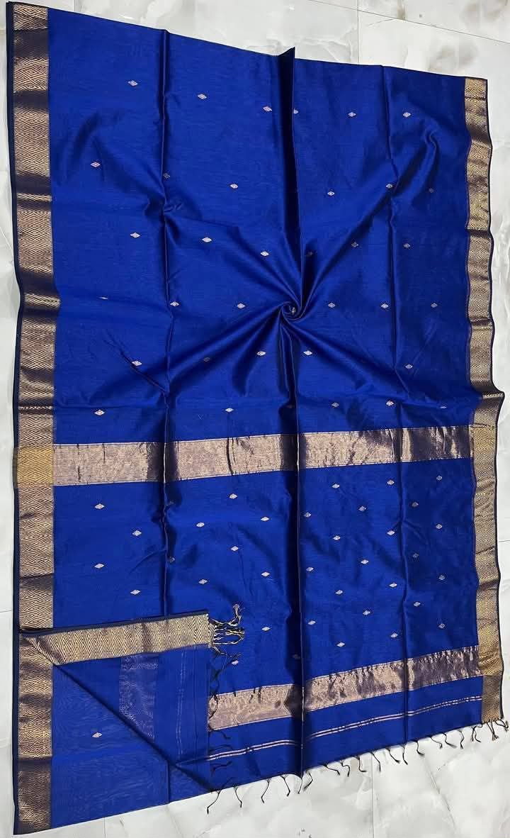 Royal Blue Handloom Maheshwari Cotton Silk Saree