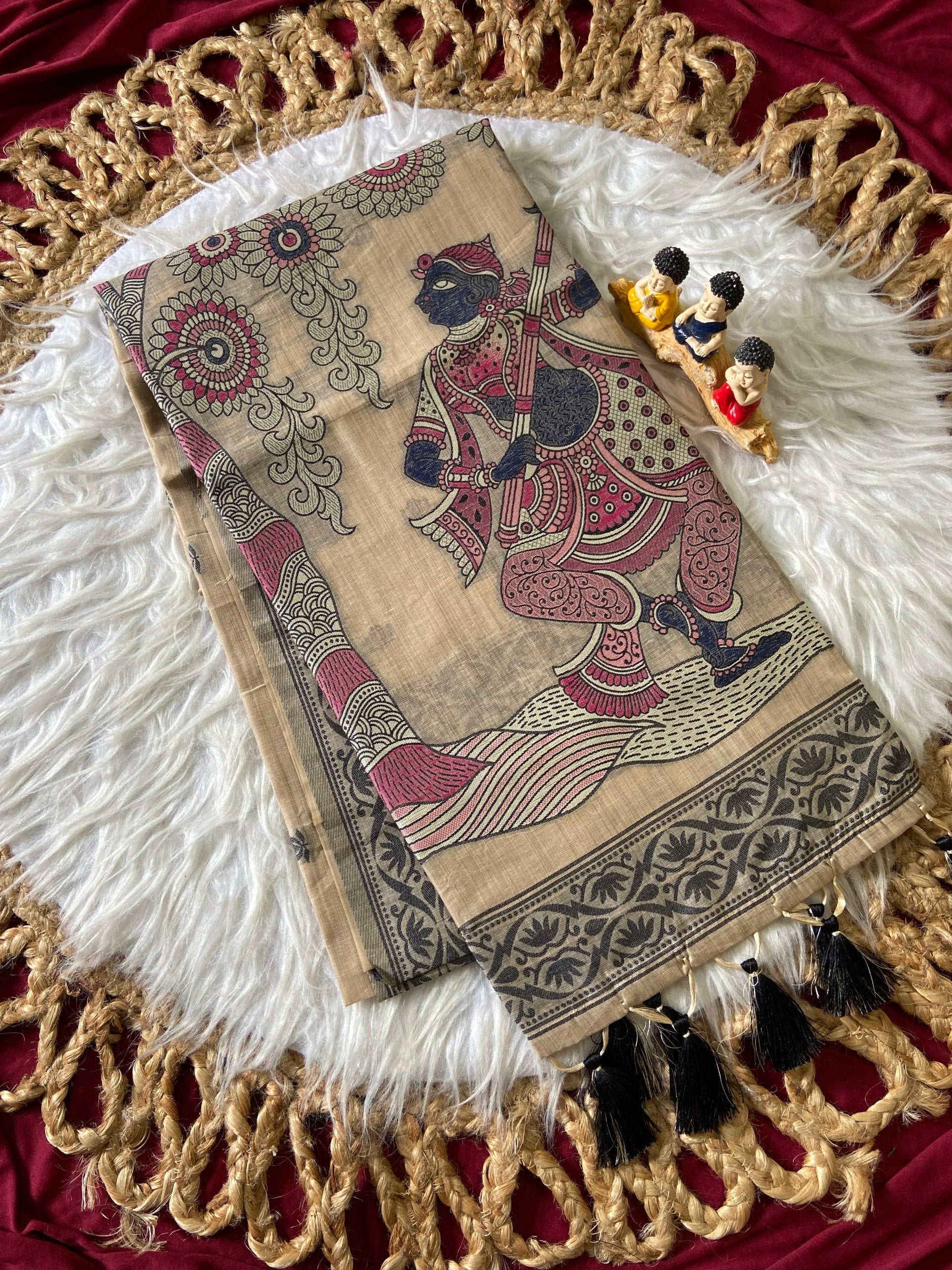 Vihana Royal Folk Art Soft Muga Cotton Saree