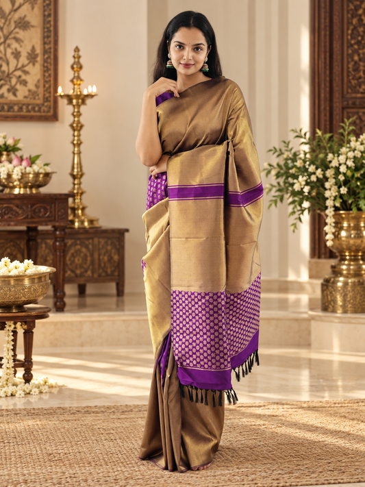 Attractive Purple Handwoven Soft Silk Saree with Elegant Blouse Piece