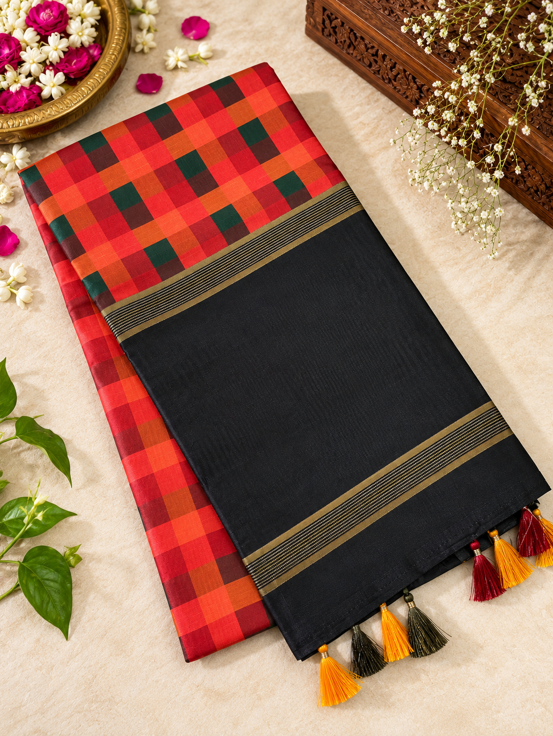 Festive Soft Tussar Silk Saree with Elegant Pallu & Tassels