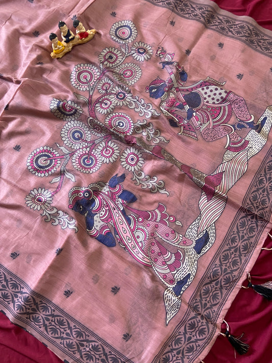 Ruhani Rosewood Royal Art Soft Muga Cotton Woven Saree