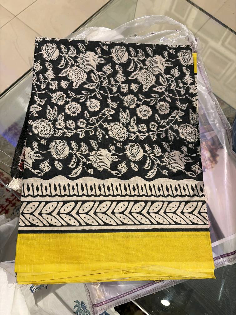 Beauty Pure Heavy Mul Cotton Saree with Bagru Handblock Print