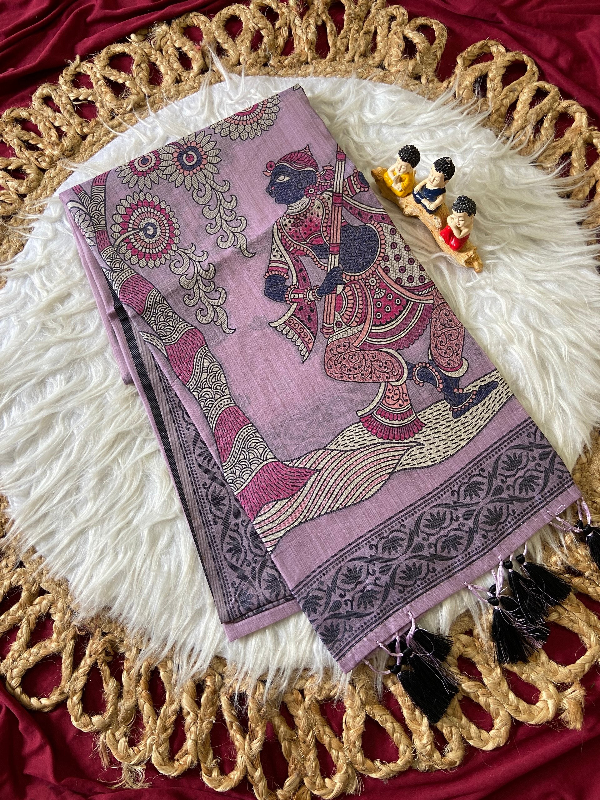 Lavanya Lavender Muse Heritage Art Soft Muga Cotton Woven Saree
