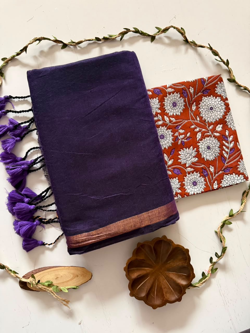 Royal Deep Purple Handloom Cotton Saree