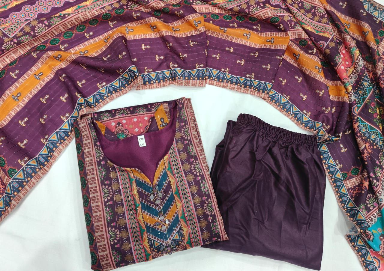 Premium Designer Multi-Color Chanderi Cotton Suit Set with Dupatta