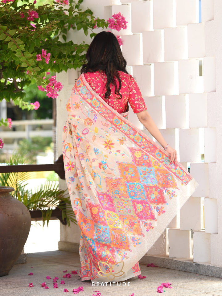 Banarasi Silk Saree With Kashmiri Weaving Work