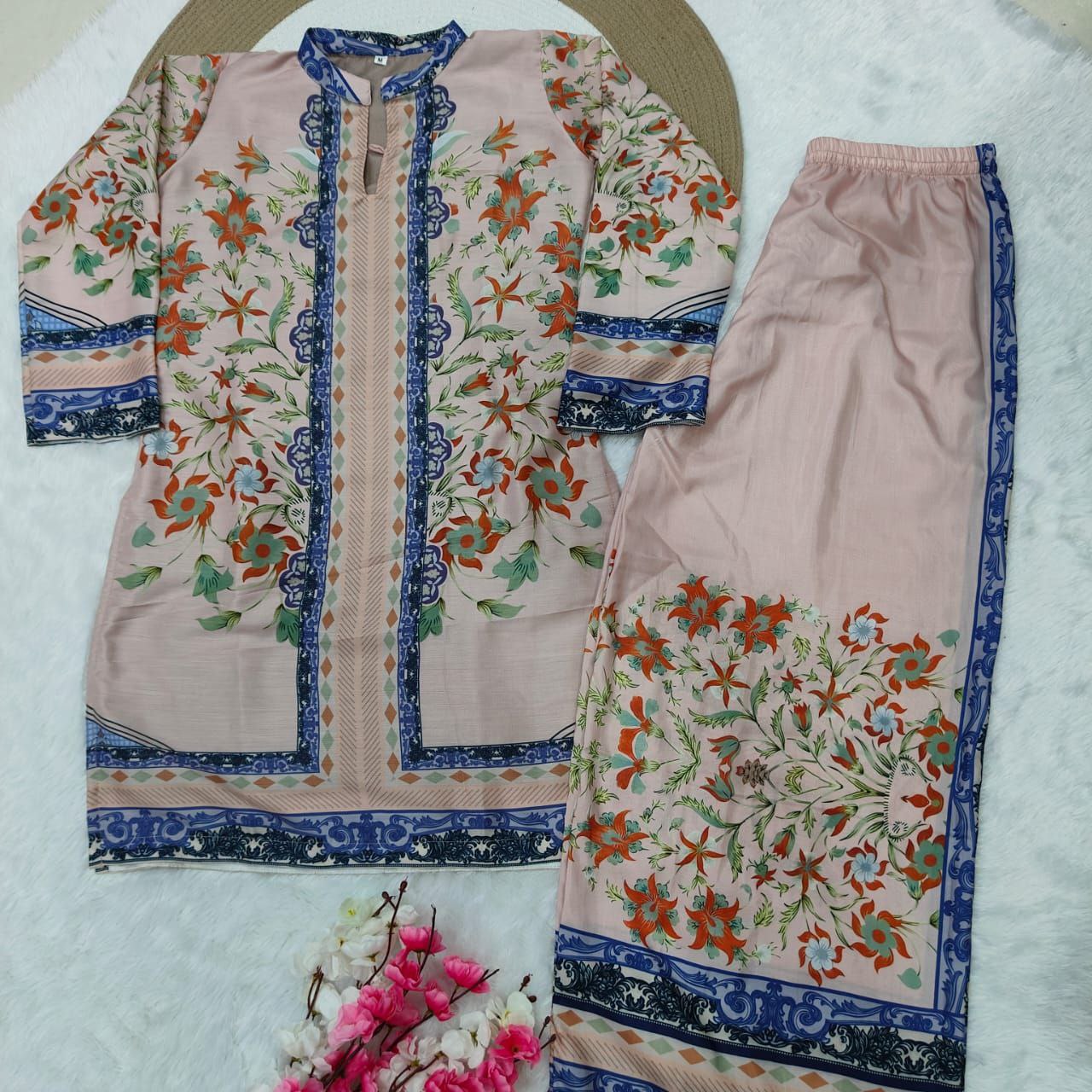 Very Beautiful Lavender Pastel Soft Muslin Printed Co-Ord Set