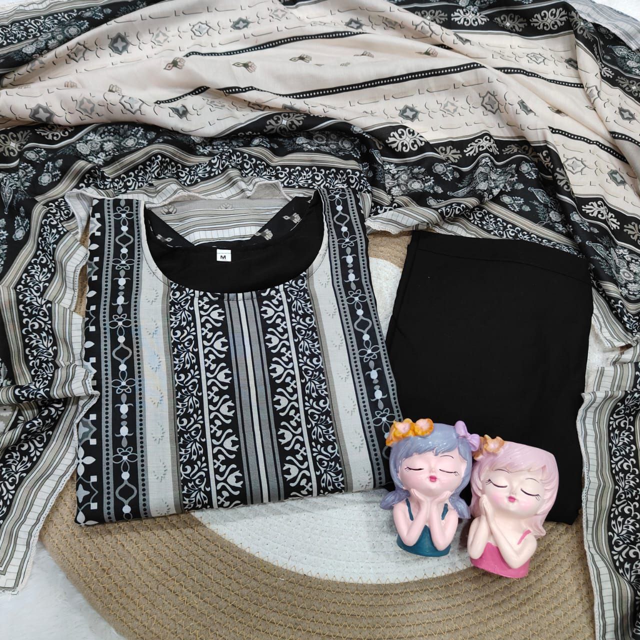 Premium Designer Black Soft Muslin Printed Salwar Suit Set