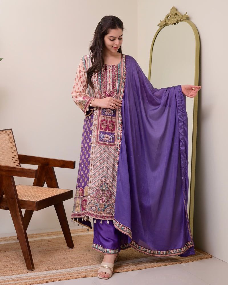 TRADITIONAL COTTON SILK ANARKALI KODI ROUND SUIT SET