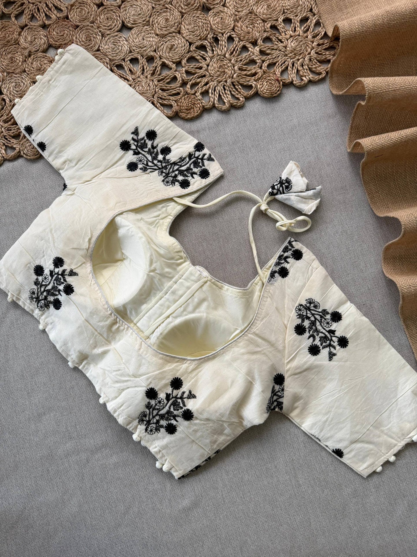 Beauty - Green Handloom Cotton Saree With Havy Embroidery Stitched Blouse