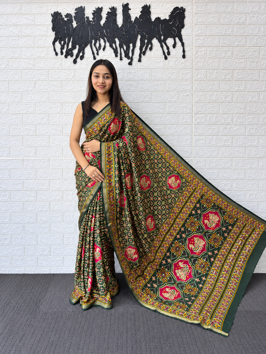 Utsav Elegance Handcrafted Mirror & Aari Work Heavy Cotton Saree