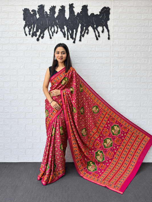 The Rani Patola Premium Mall Cotton Mirror Aari Saree