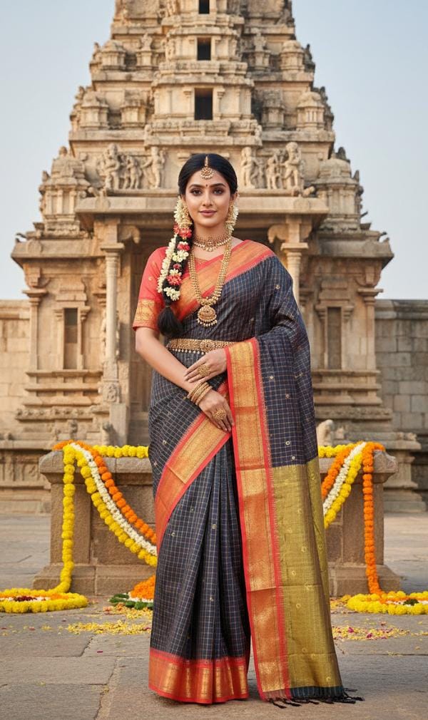 Exclusive Checks Aura Soft Silk Saree With Zari Waving Work