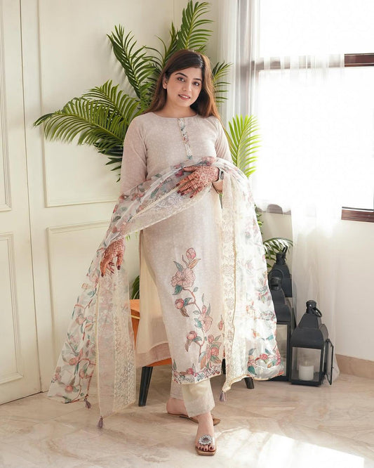 Very Beautiful Designer Kalavati Pure Linen Suit Set