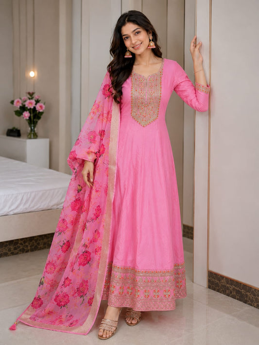 Very Beautiful Magic Silk Anarkali Suit Set