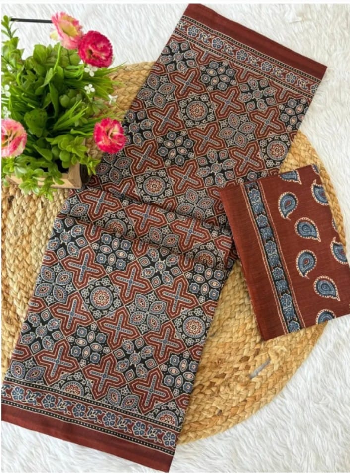 Beauty Pure Heavy Mul Cotton Saree with Bagru Handblock Print