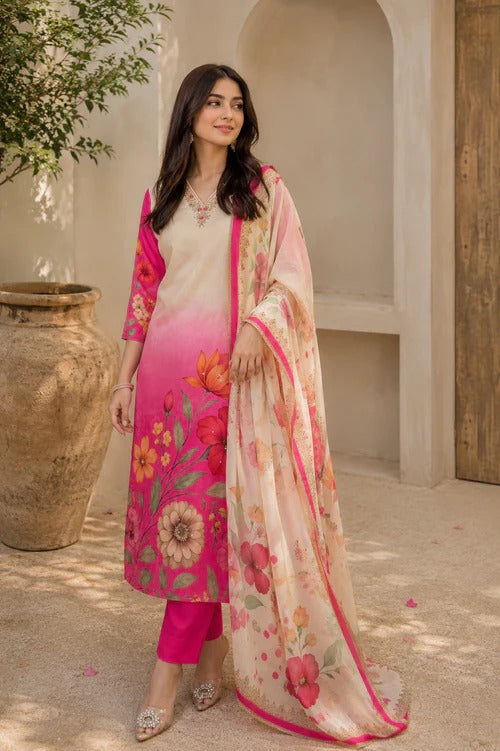 Elegant Floral Suit Set with Heavy Fancy Hand Work
