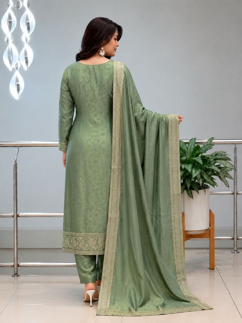 Banarasi Silk Suit Set with Handwork Dupatta for Women