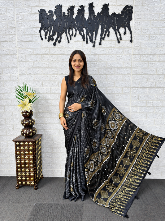 Festive Glow Geometric Print Saree