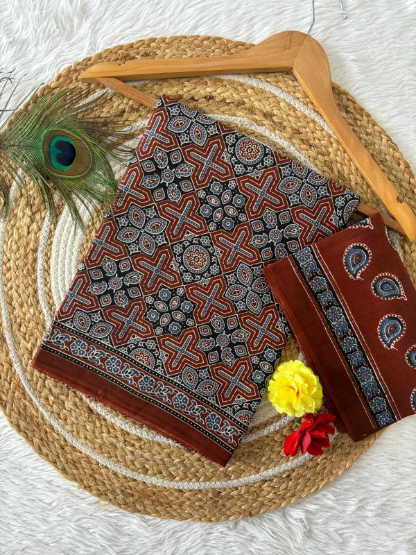 Beauty Pure Heavy Mul Cotton Saree with Bagru Handblock Print