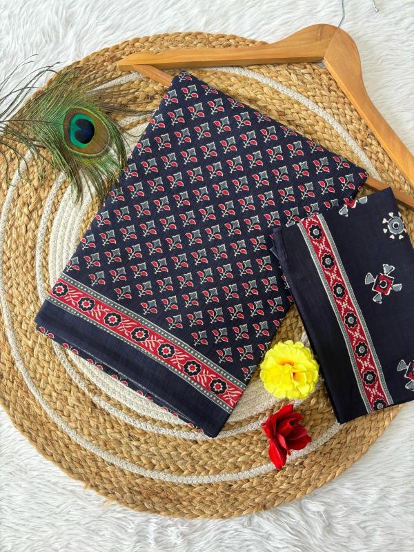 Dharma - Pure Heavy Mul Cotton Saree with Bagru Handblock Print