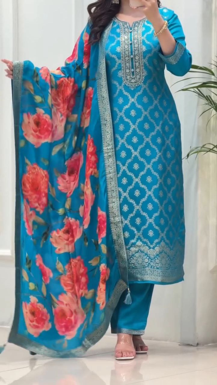 ELIGANT BANARASI SILK WEAVING SUIT SET