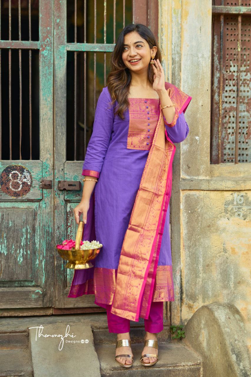 DESIGNER PURE BANARASI SILK JEQUARD WEAVING SUIT SET