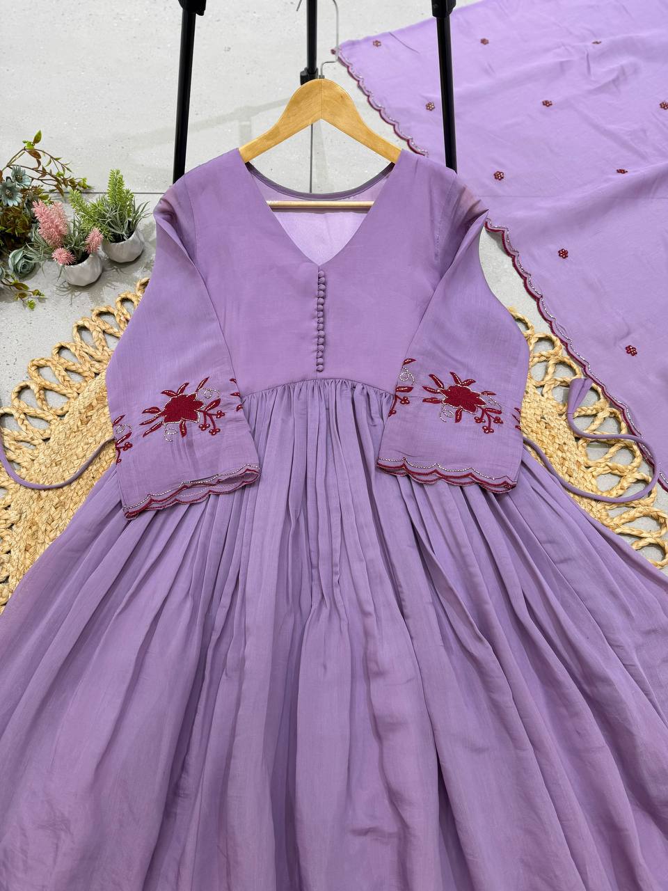 Moonlit Lavender Floral Grace Anarkali Set