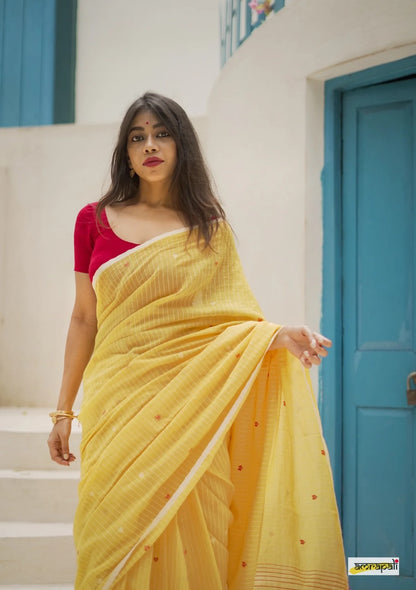 NEW DESIGN  SOFT LINEN COTTON SILK  SAREE WITH BLOUSE