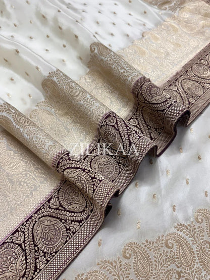 Girlish Beige Soft Silk Saree With Outstanding Blouse Piece