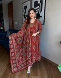 New Arrival Ajarakh Print Anarkali Suit Set
