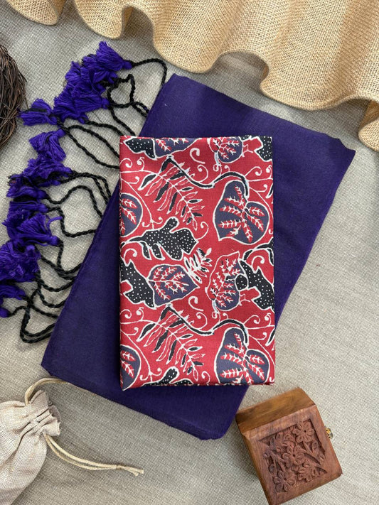 BUTTER SCOTCH - BLUE HANDLOOM COTTON SAREE WITH PRINTED BLOUSE