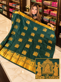 Festive Dark Green Soft Banarasi Silk Saree with With Deserving Blouse Piece