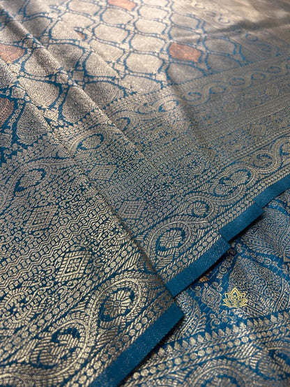 Trendy Blue Soft Silk Saree With Admirable Blouse Piece