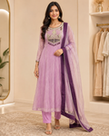 Very Beautiful Pure Salsa Silk Embroidered A-Line Anarkali Suit Set