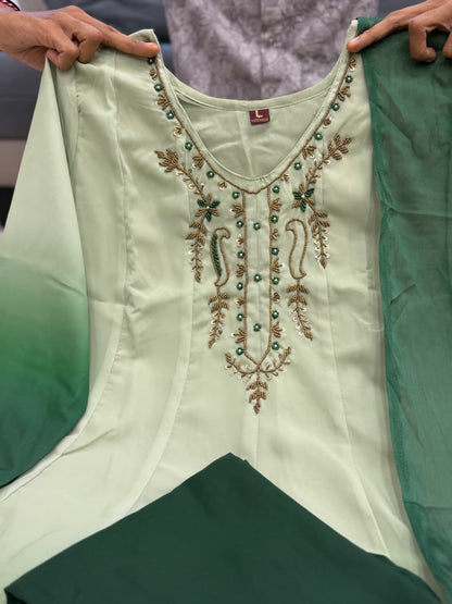 Designer Premium Orange Chiffon Embroidered Anarkali Suit Set