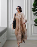 Elegant Beige Viscose Rayon Straight Kurta Pant Set with Print Dupatta
