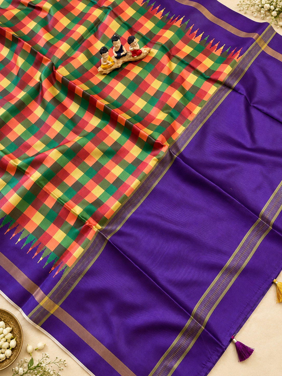 Classic Soft Tussar Silk Saree with Elegant Pallu & Tassels