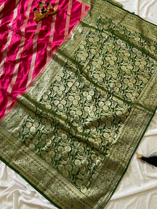 Varnika - Rani Pink Pure Banarasi Silk Saree with Rich Gold Zari Weaving