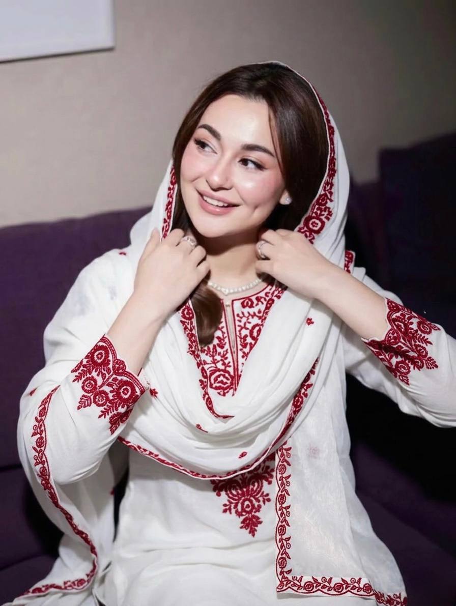 Elegant White & Red Rayon Cotton Embroidery Suit Set