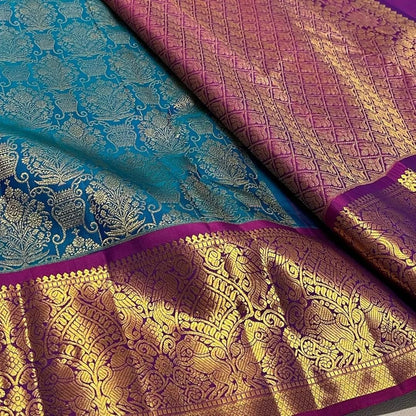 Gorgeous Banarasi Style Pure Kanjivaram Silk Jacquard Kanchipuram Pattu Saree