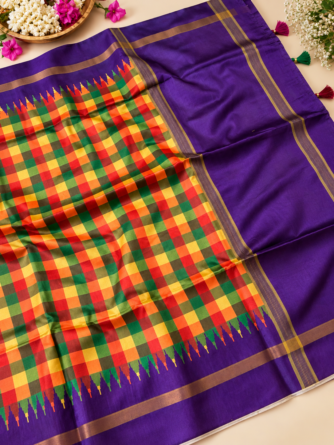 Classic Soft Tussar Silk Saree with Elegant Pallu & Tassels