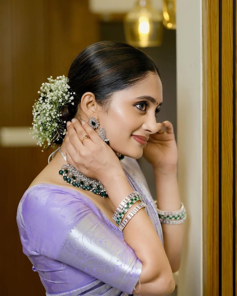 PURPLE COLOR SILK BLEND SAREE WITH BLOUSE