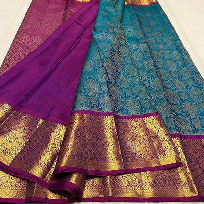 Gorgeous Banarasi Style Pure Kanjivaram Silk Jacquard Kanchipuram Pattu Saree