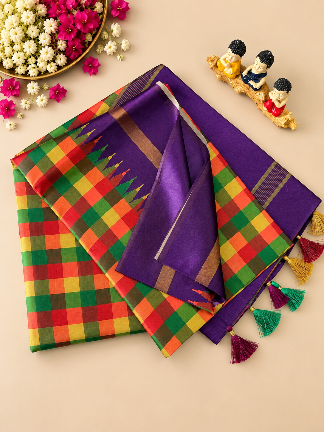 Classic Soft Tussar Silk Saree with Elegant Pallu & Tassels