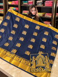 Royal Navy Blue Banarasi Silk Saree With Deserving Blouse Piece