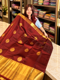 Very Beautiful Maroon Soft Banarasi Silk Saree with Traditional Blouse Piece