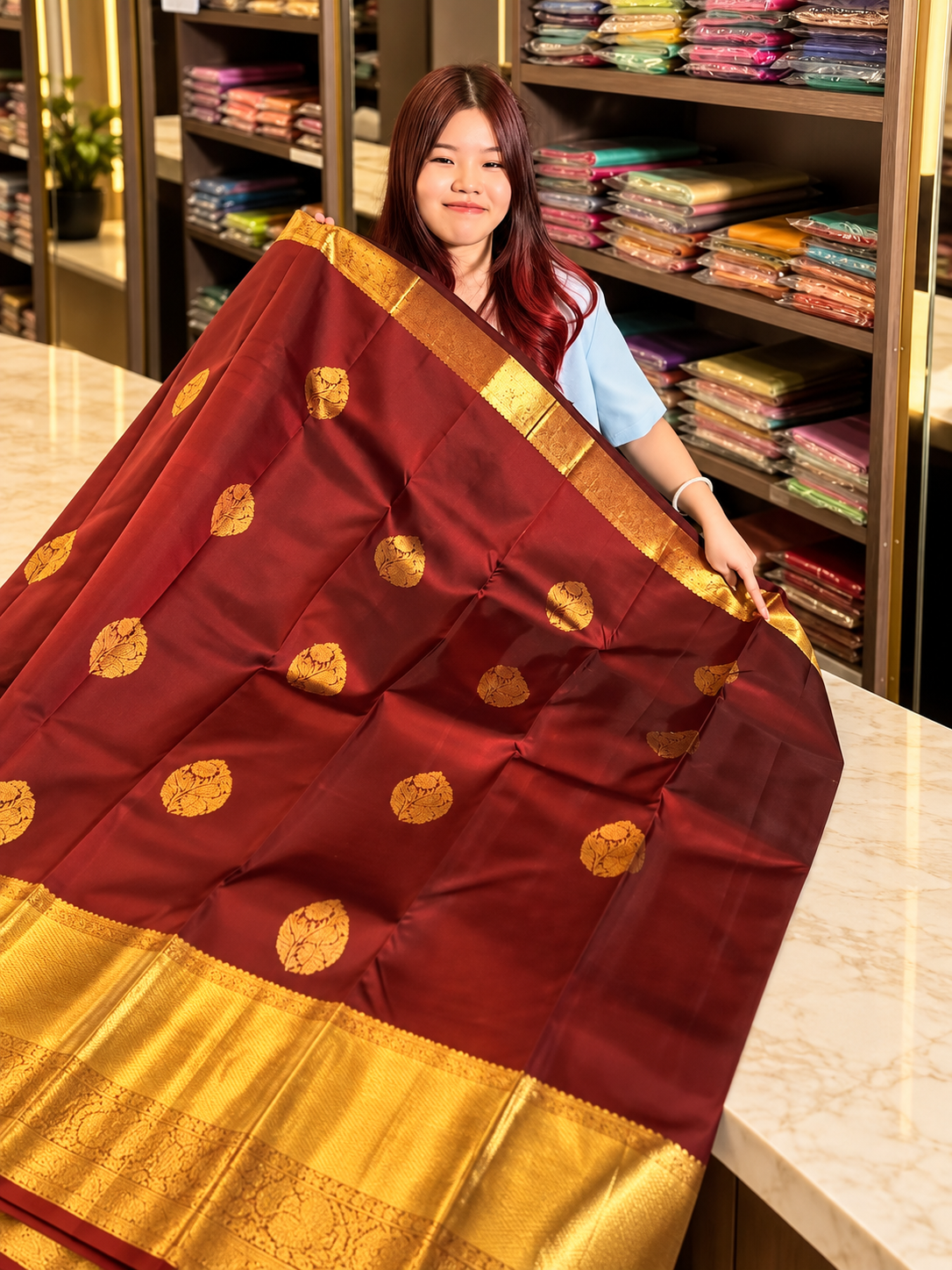 Very Beautiful Maroon Soft Banarasi Silk Saree with Traditional Blouse Piece