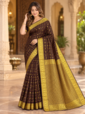 Elegant Chocolate Brown Kanjivaram Soft Silk Saree